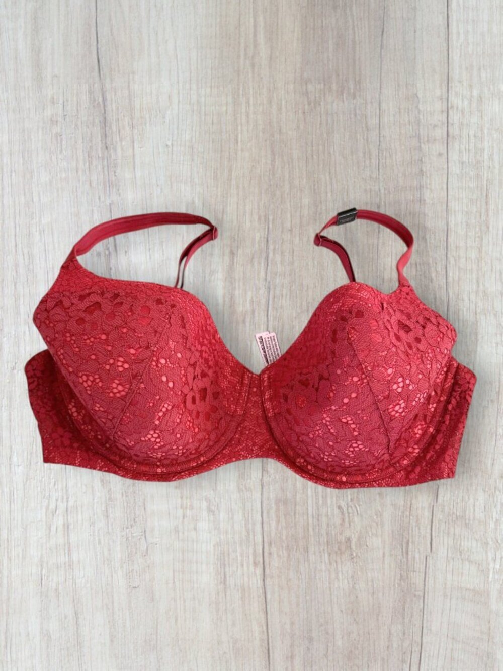 Victoria’s Secret Lined Lace Demi Bra Coral Red 38DD NWT Underwire Lingerie Sexy